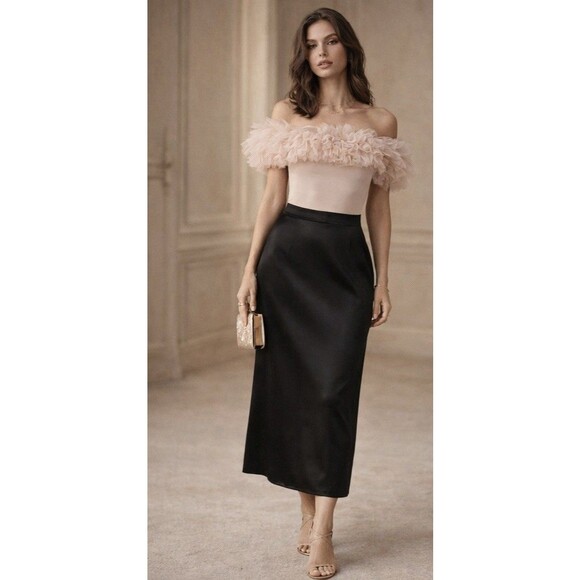 Free People Intimately L Big Love Tulle Ruffles Bodysuit Dusty Pink Feminine - Picture 2 of 14